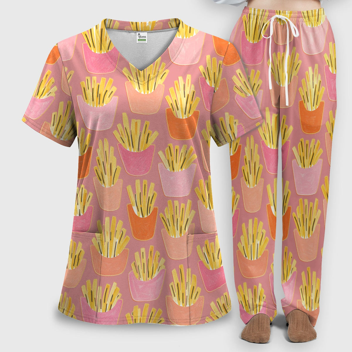 French Fries Nurse Scrub Set