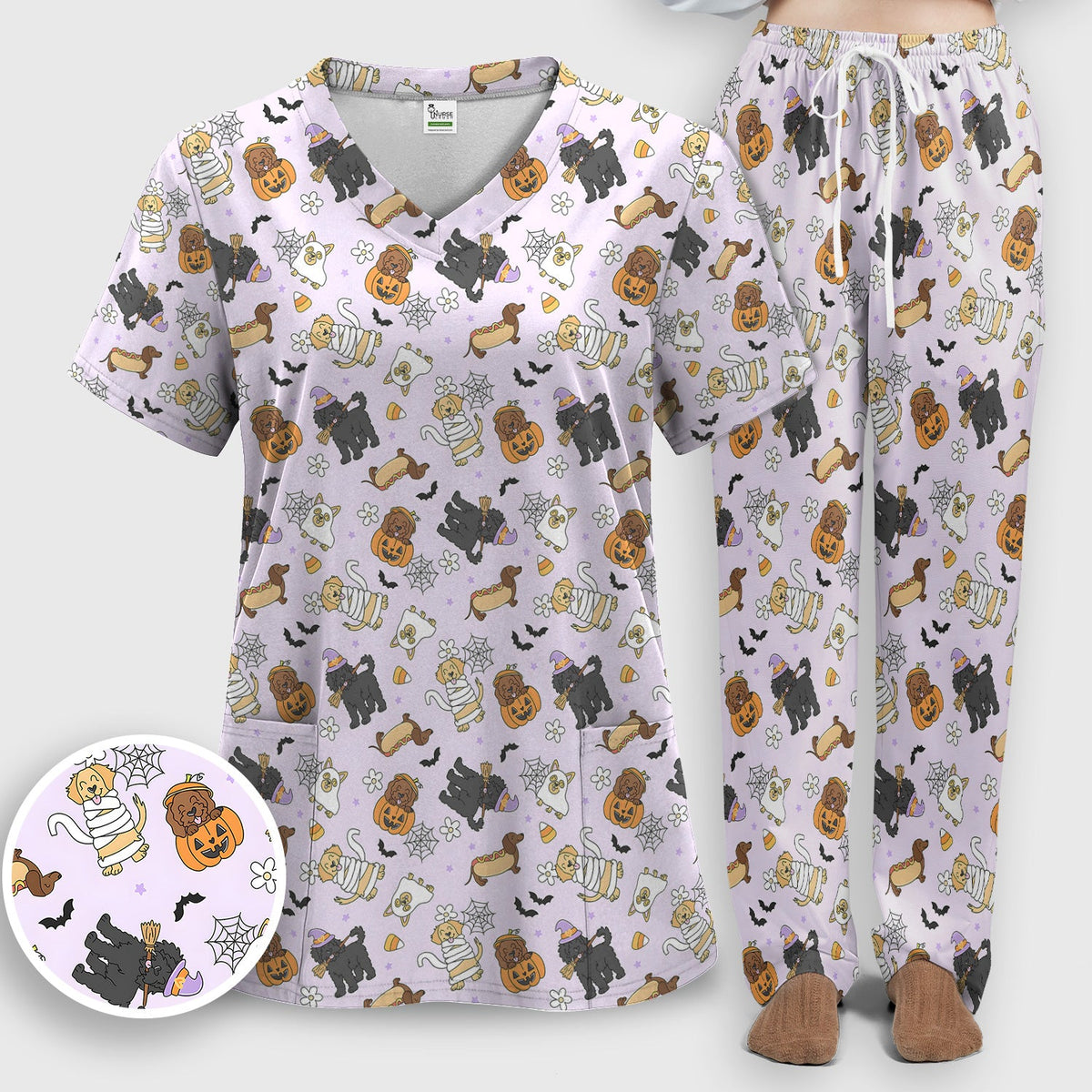 Halloween Costumed Pets Nurse Scrub Set