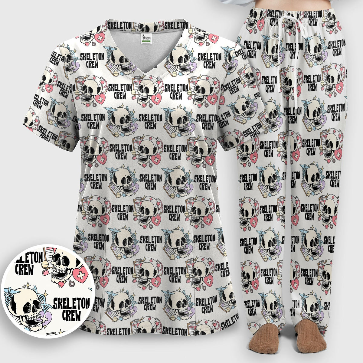 Skeleton Crew Nurse Scrub Set - Halloween Gift