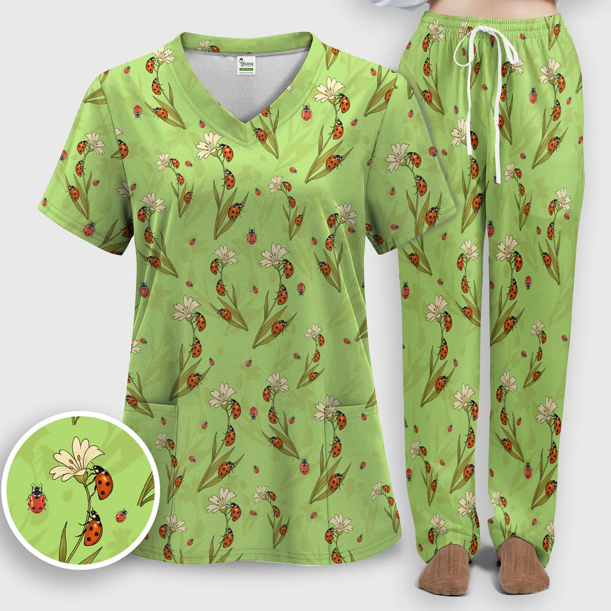 Fresh Daisy Ladybug Garden Nurse Scrub Set