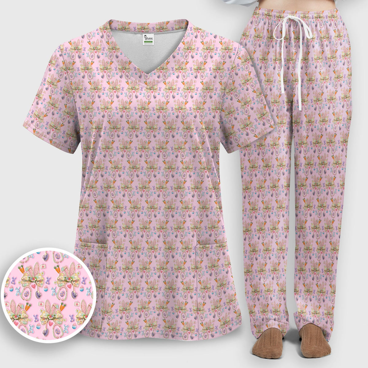 Bunny Stethoscope Nurse Scrub Set - Easter Gift