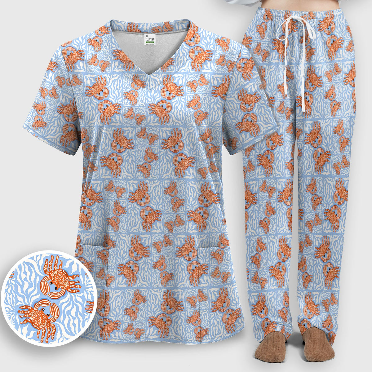 Coastal Crab Nurse Scrub Set