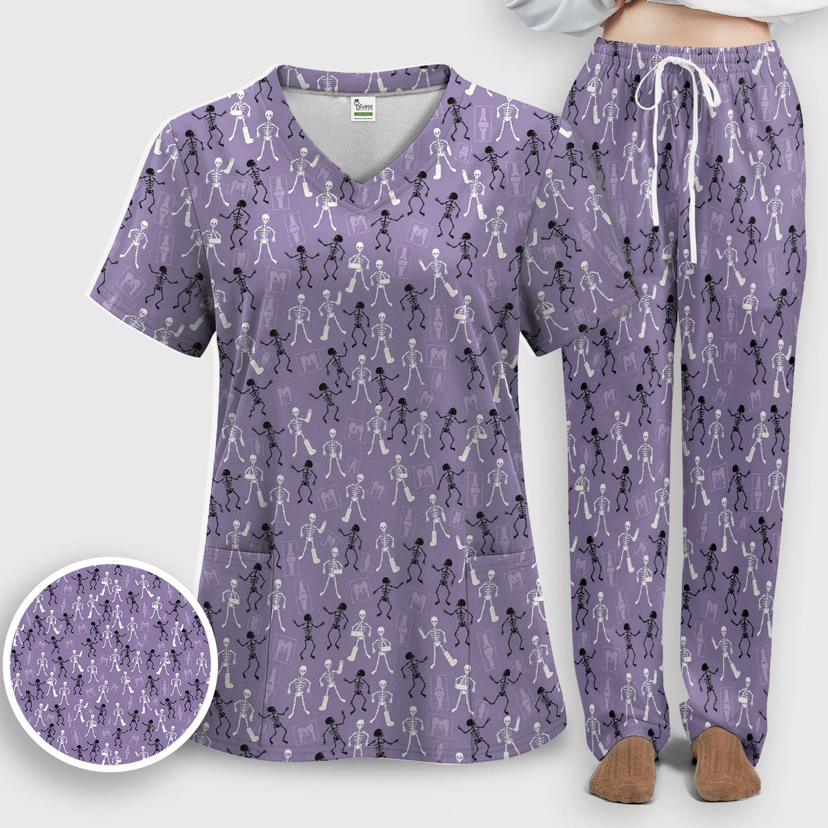 Orthopedic Skeleton Nurse Scrub Set - Halloween Gift