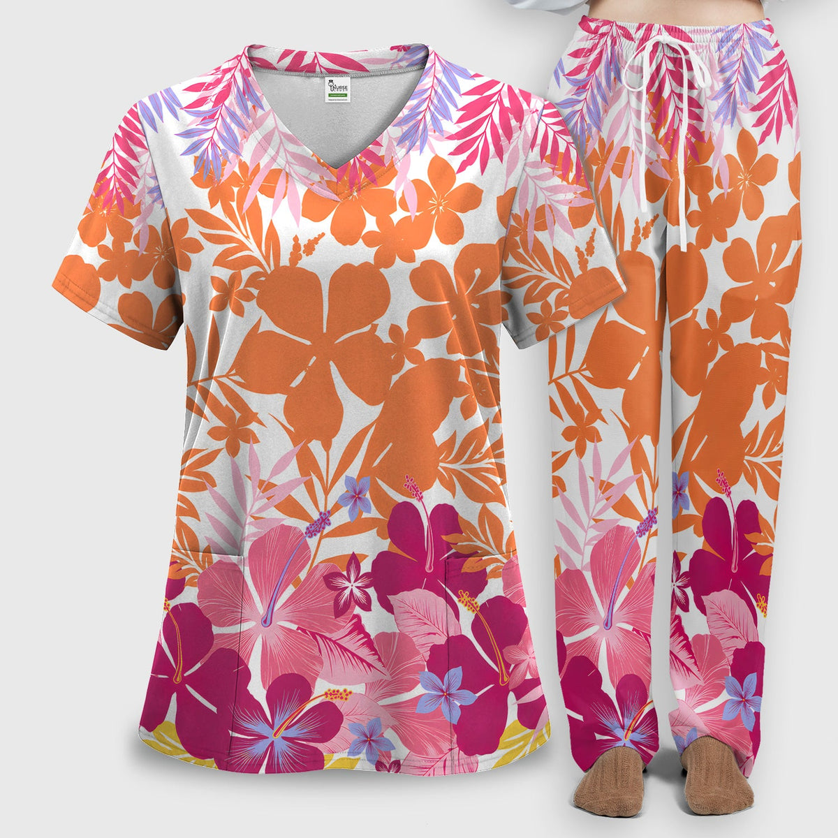 Tropical Hibiscus Bloom Nurse Scrub Set