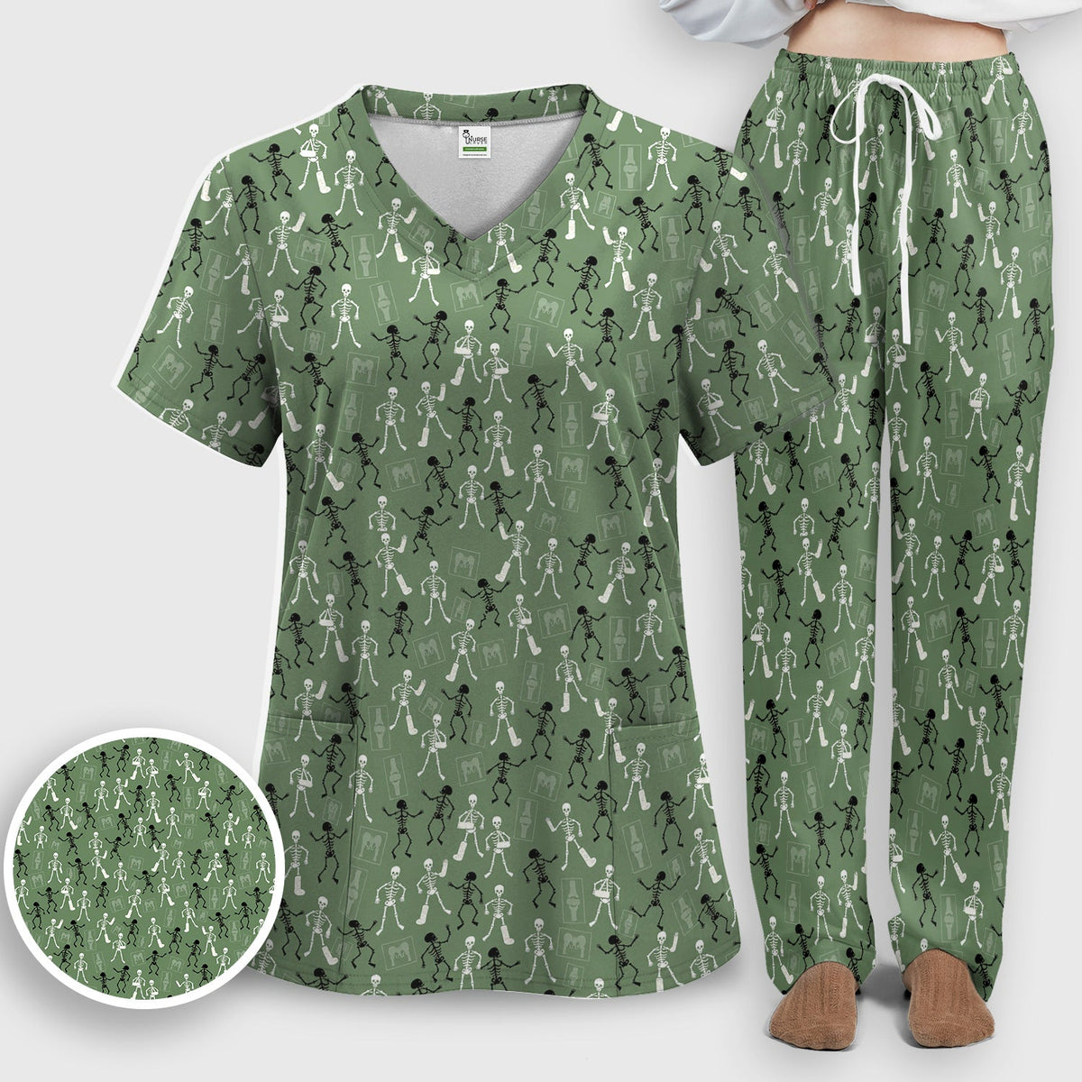 Orthopedic Skeleton Nurse Scrub Set - Halloween Gift