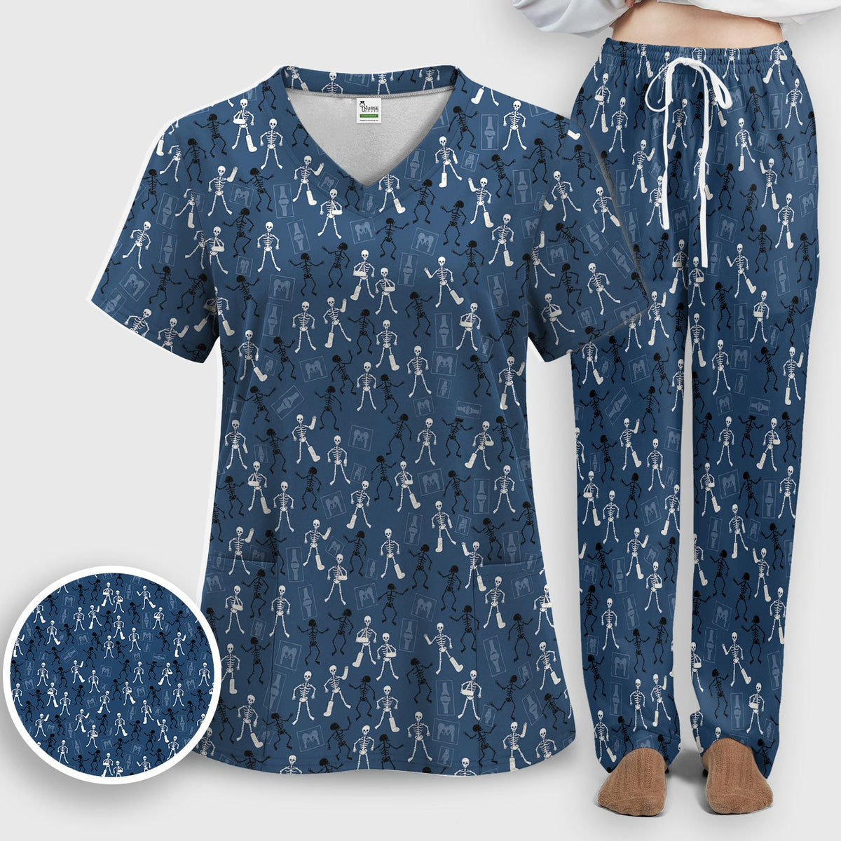 Orthopedic Skeleton Nurse Scrub Set - Halloween Gift