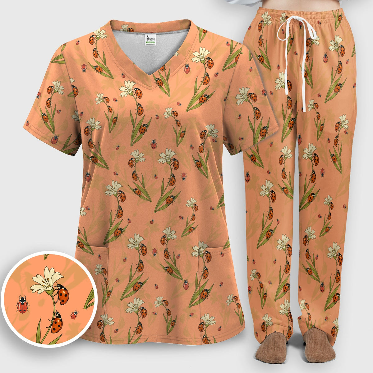 Fresh Daisy Ladybug Garden Nurse Scrub Set