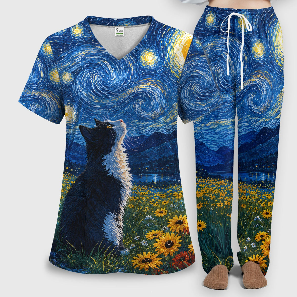 Starry Cat Veterinary Nurse Scrub Set