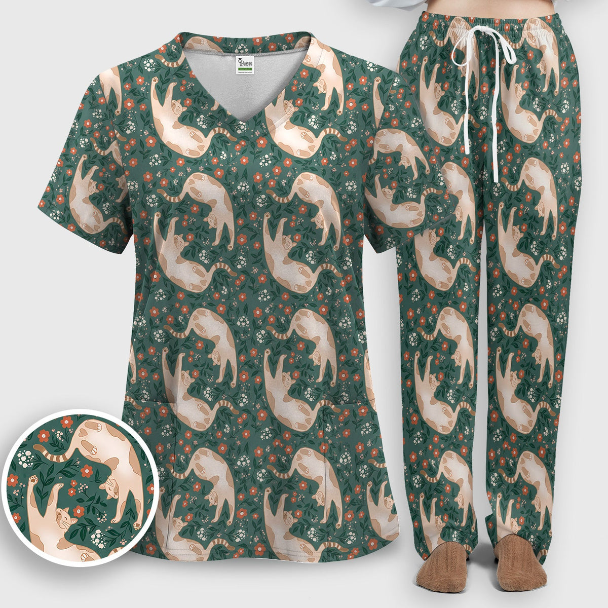Blue Butterfly Glowing Garden Nurse Scrub Set