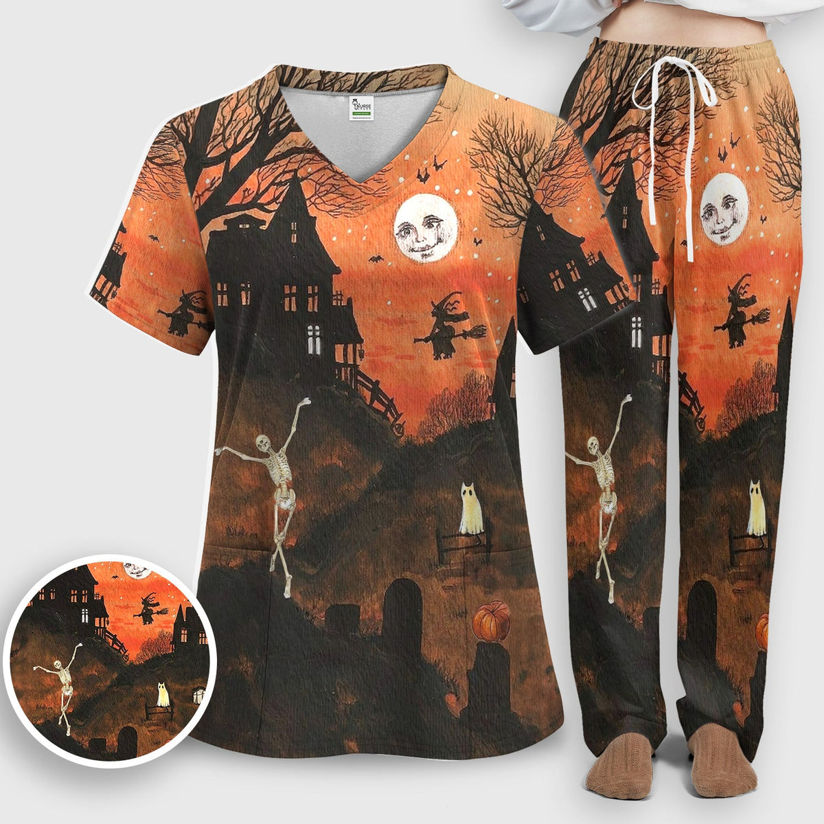 Haunted House Nurse Scrub Set - Halloween Gift