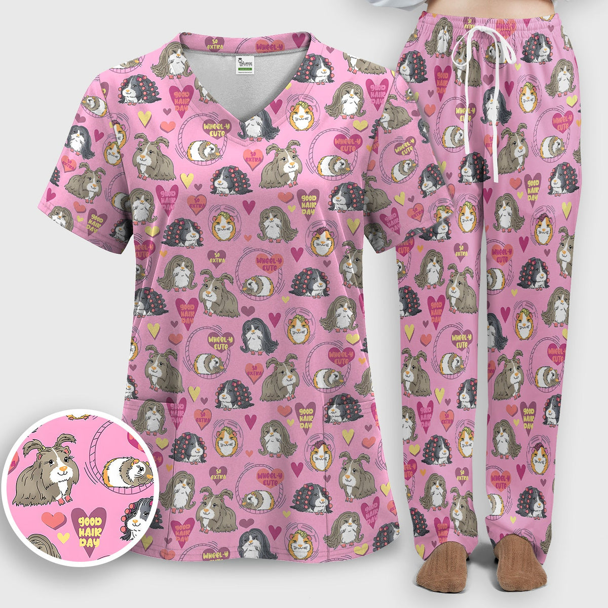 Guinea Pig Heart Nurse Scrub Set
