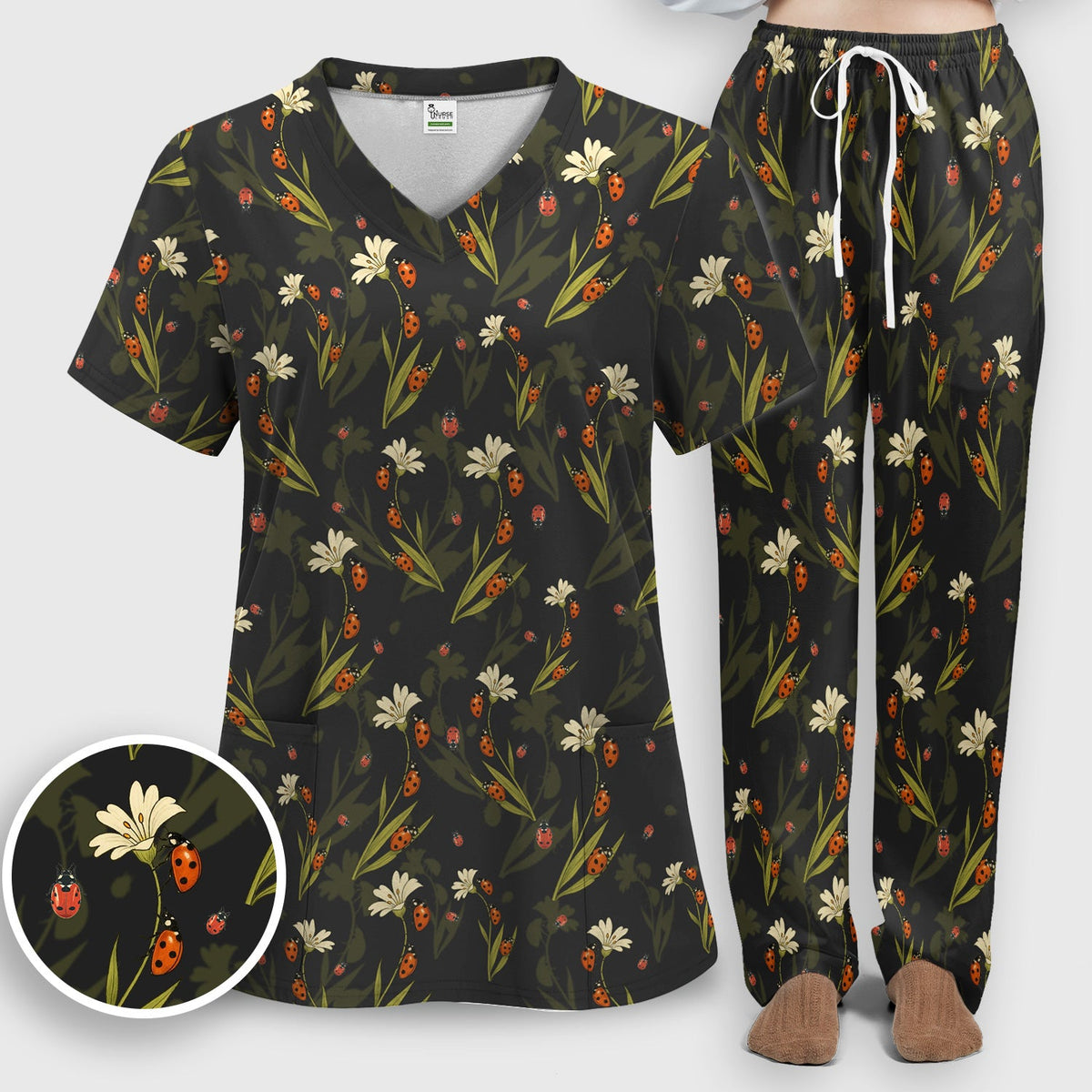 Fresh Daisy Ladybug Garden Nurse Scrub Set