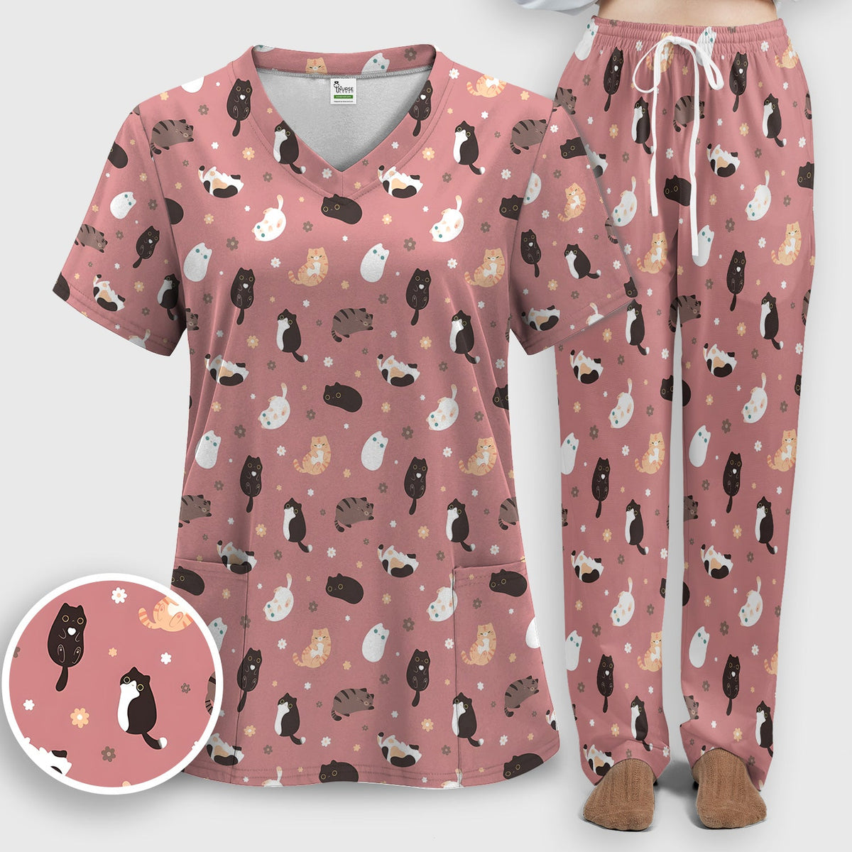 Adorable Kitty Nurse Scrub Set