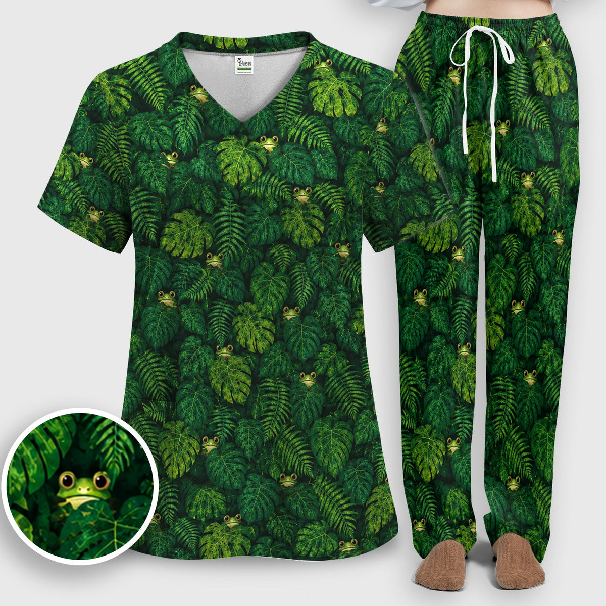Hidden Frog Jungle Nurse Scrub Set