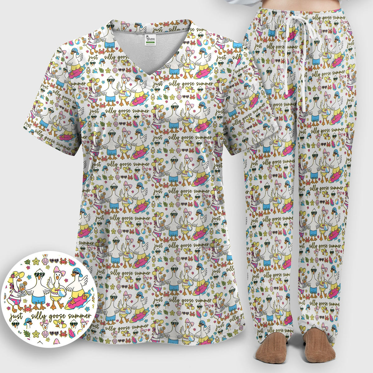 Silly Goose Summer Nurse Scrub Set