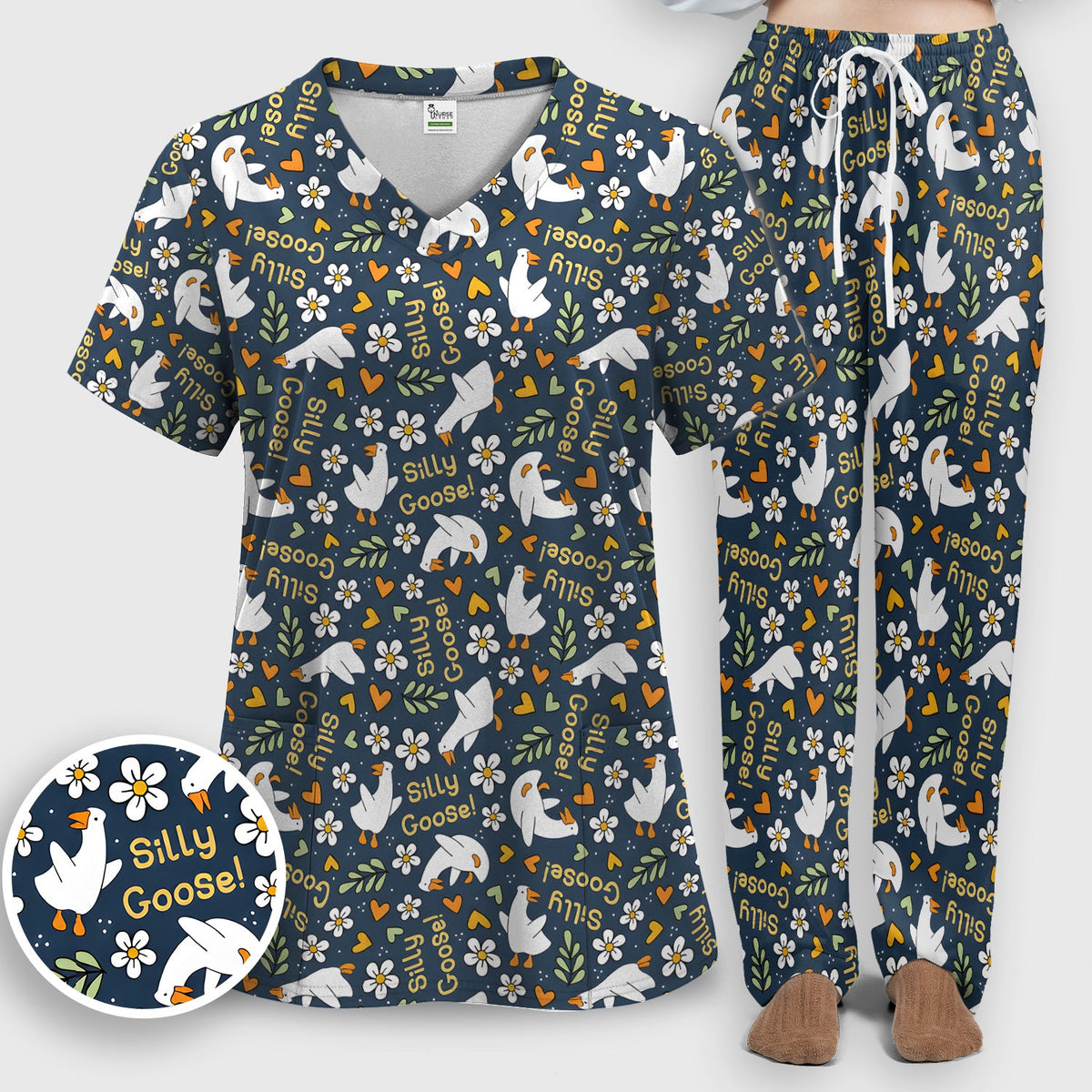 Silly Goose Floral Nurse Scrub Set