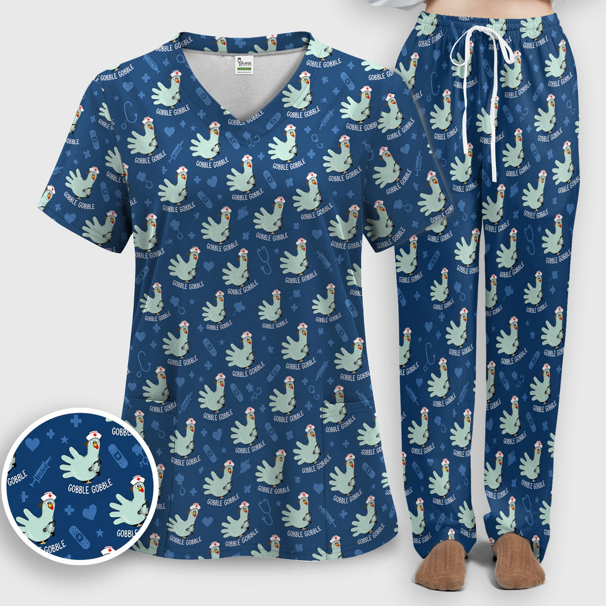 Gobble Gobble Turkey Nurse Scrub Set