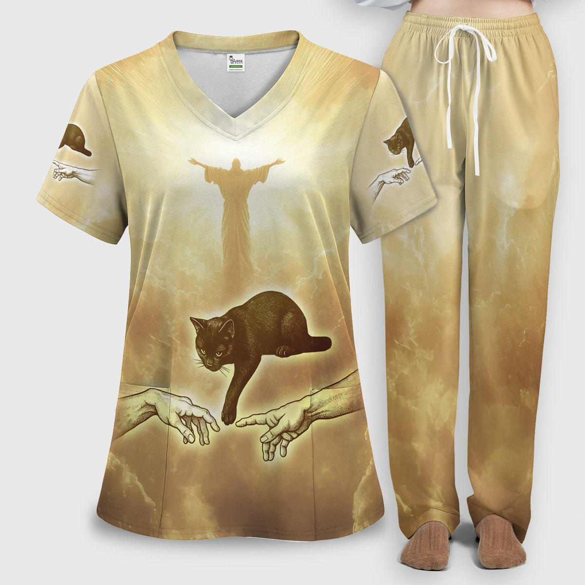 Golden Angel Cat Nurse Scrub Set