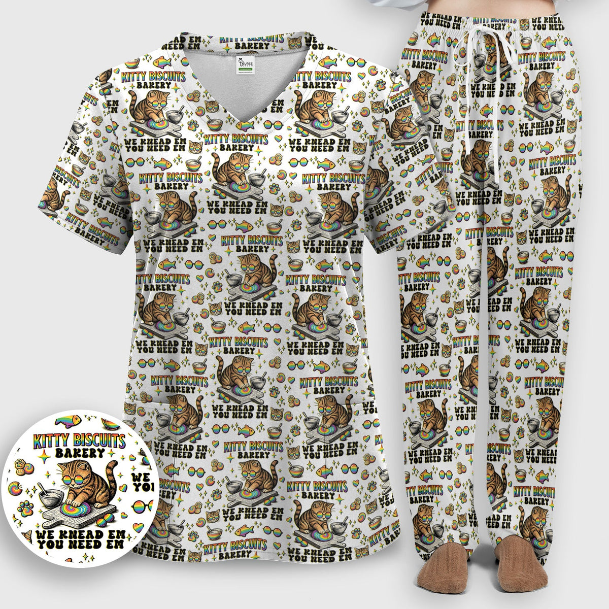 Pride Nurse Cat Baking Scrub Set