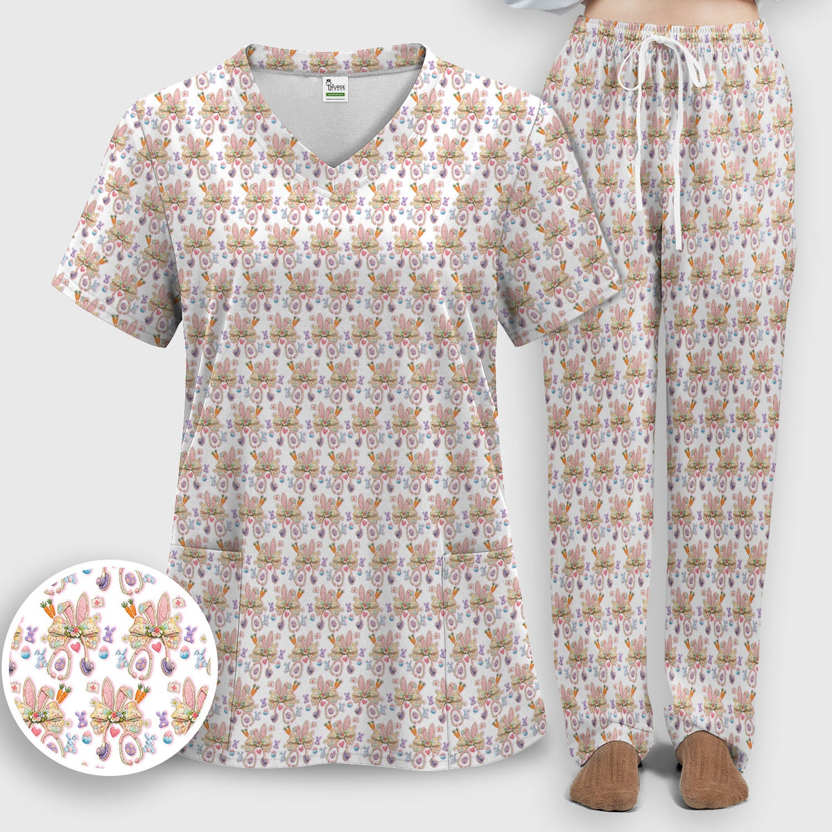 Bunny Stethoscope Nurse Scrub Set - Easter Gift