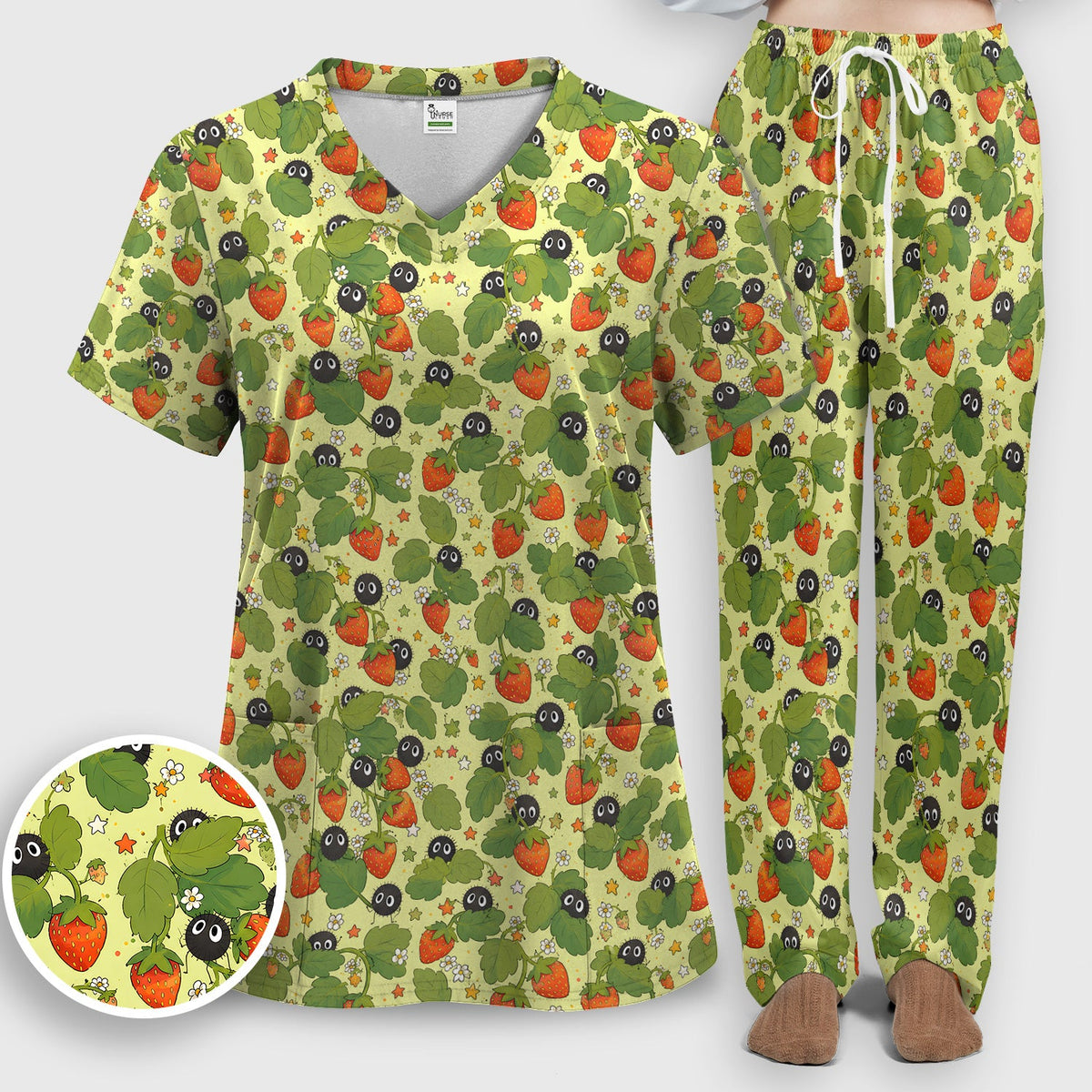 Strawberry Soot Sprite Nurse Scrub Set
