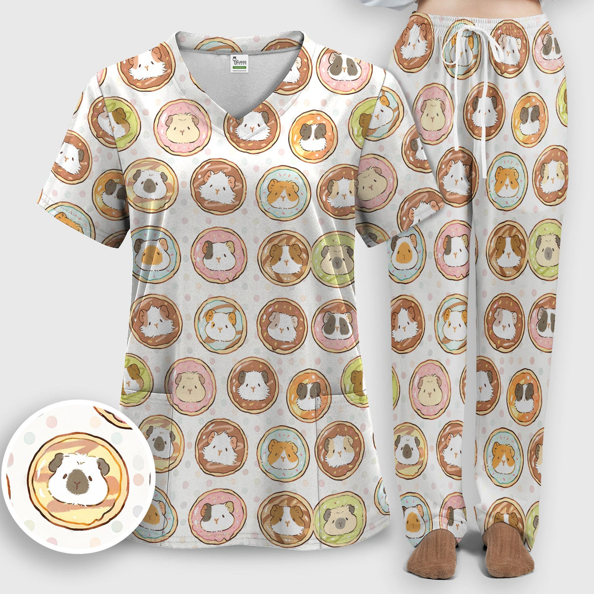 Guinea Pig Donut Nurse Scrub Set