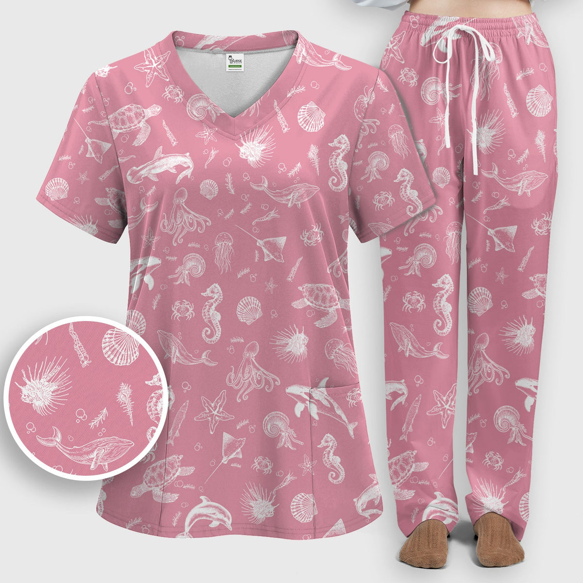 Marine Sea Life Nurse Scrub Set