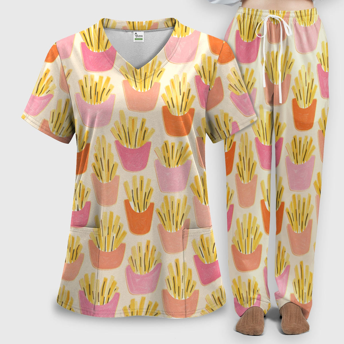 French Fries Nurse Scrub Set