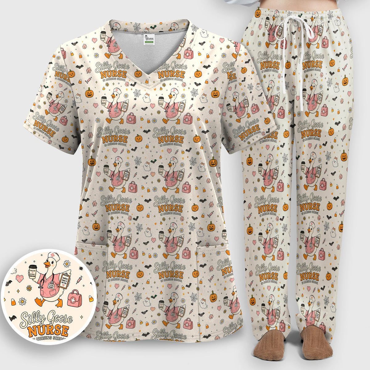 Silly Goose Nurse Scrub Set - Halloween Gift