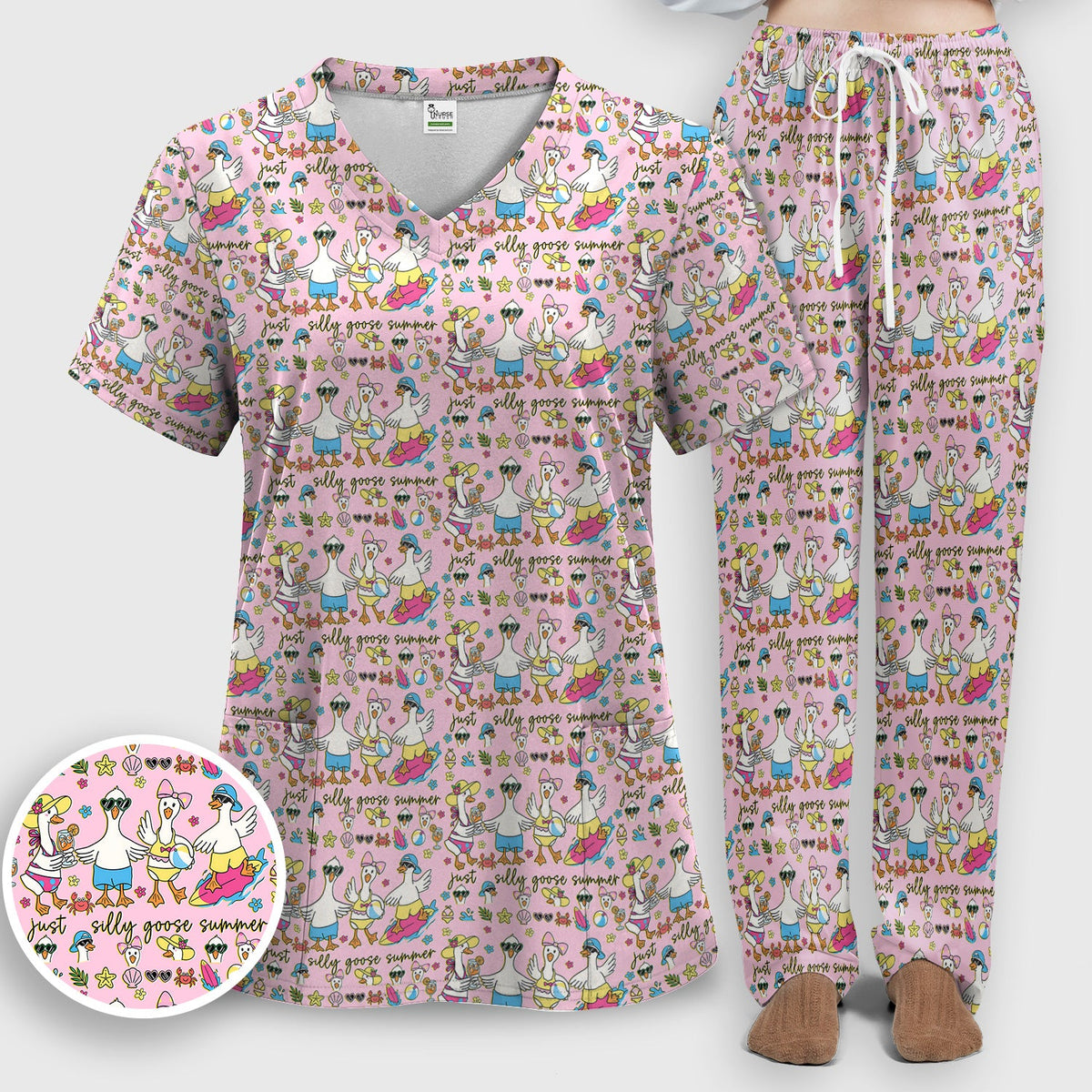 Silly Goose Summer Nurse Scrub Set
