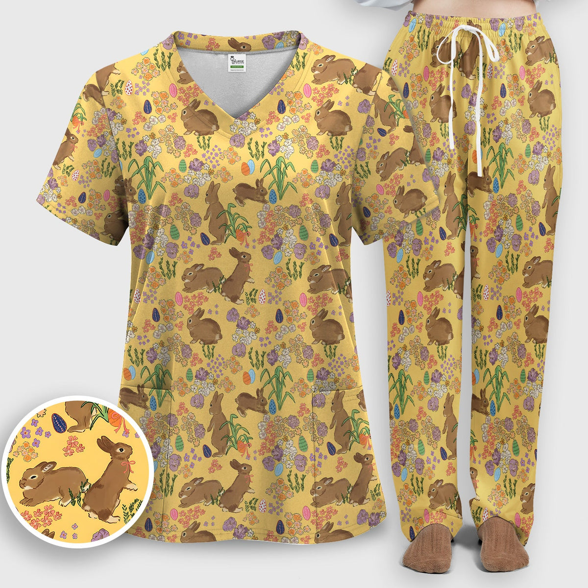 Easter Bunny Nurse Scrub Set