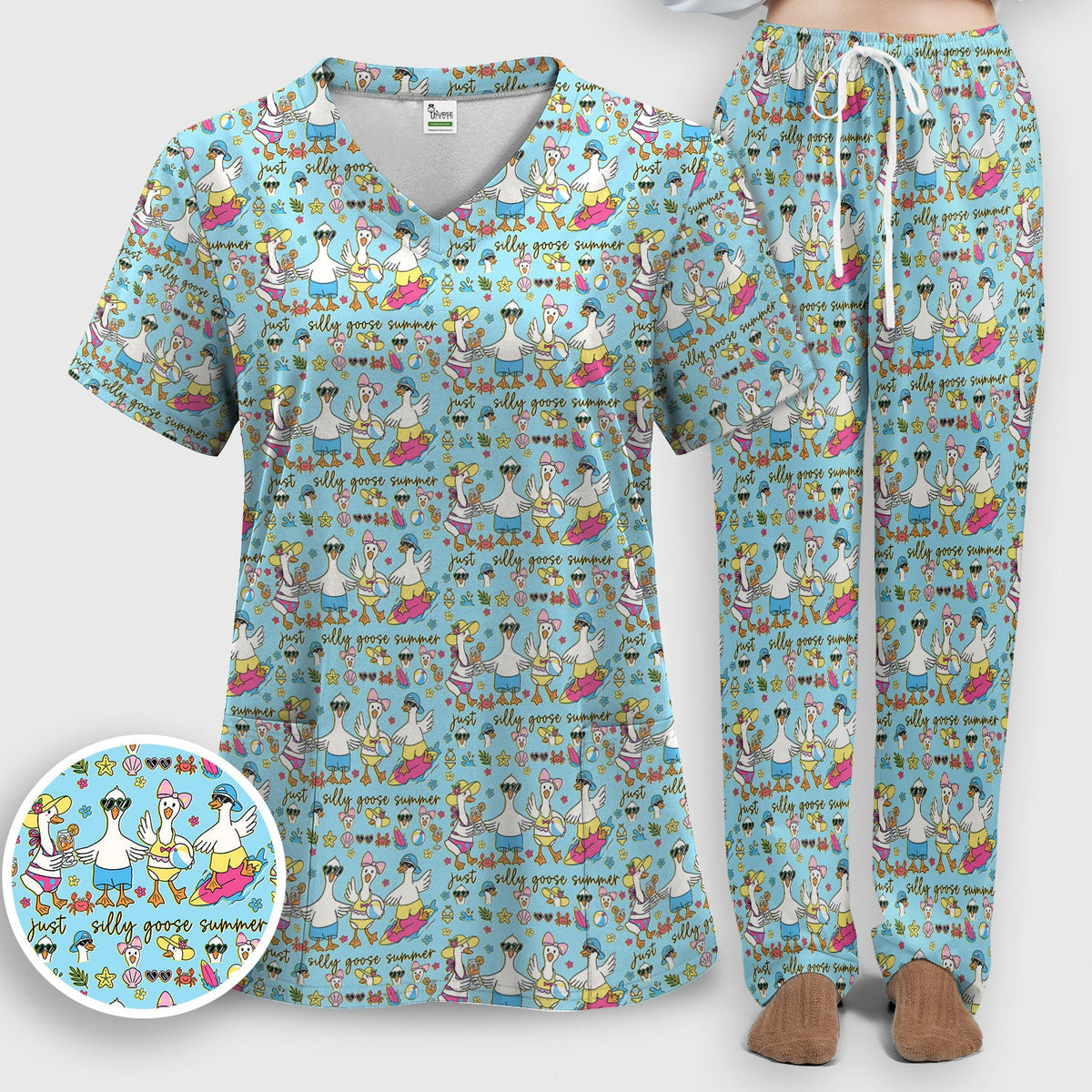 Silly Goose Summer Nurse Scrub Set