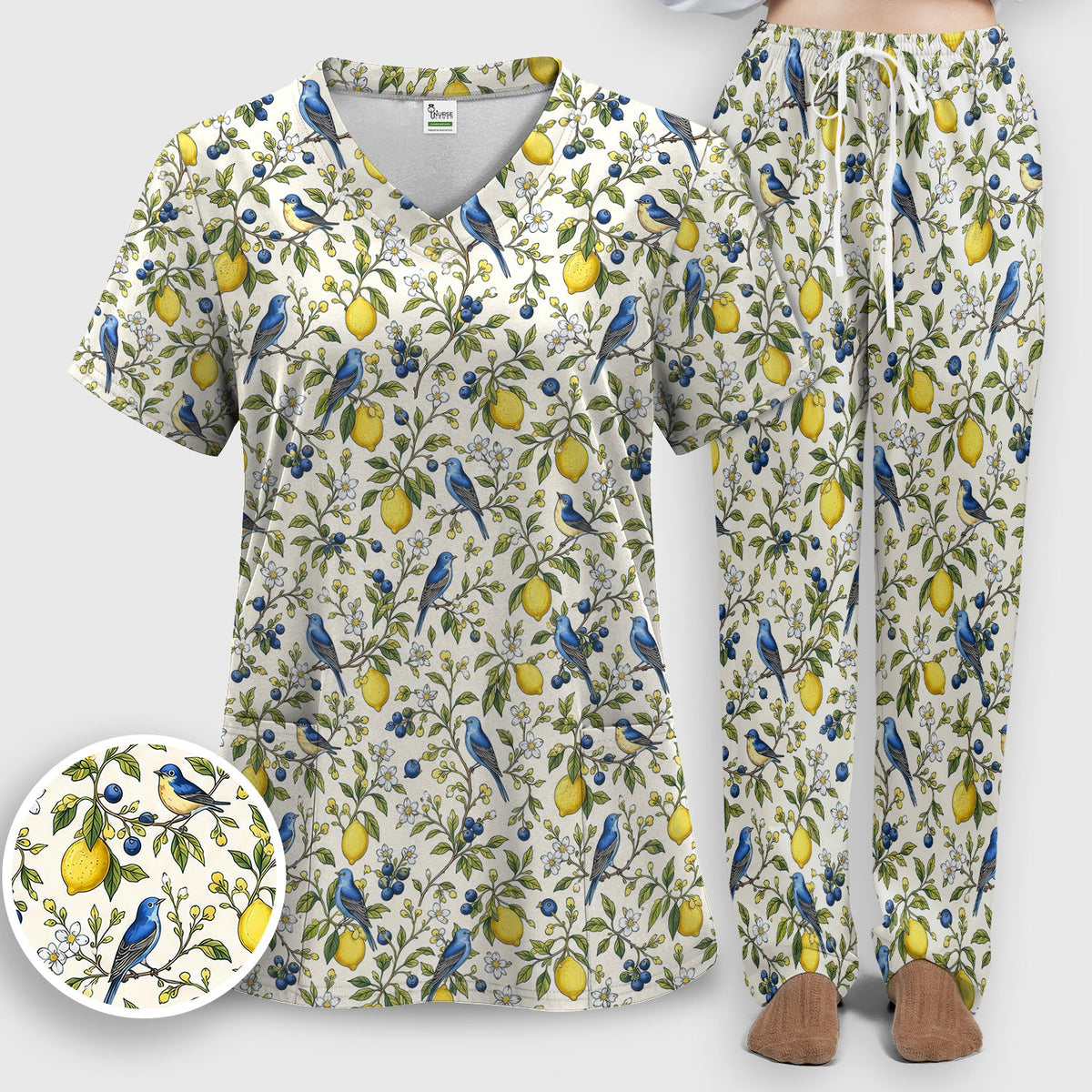 Bluebird Lemon Blossom Nurse Scrub Set