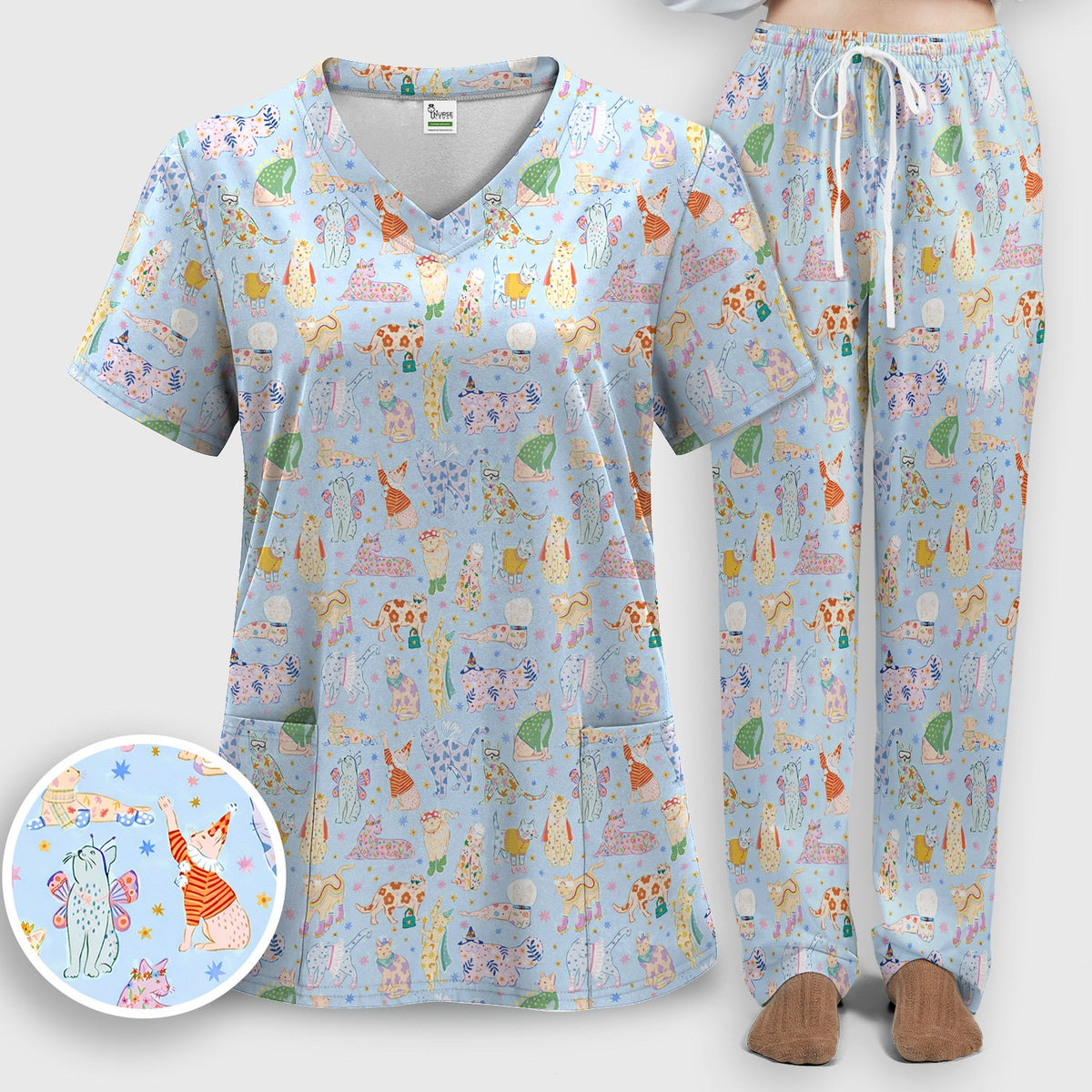 Colorful Cats Nurse Scrub Set