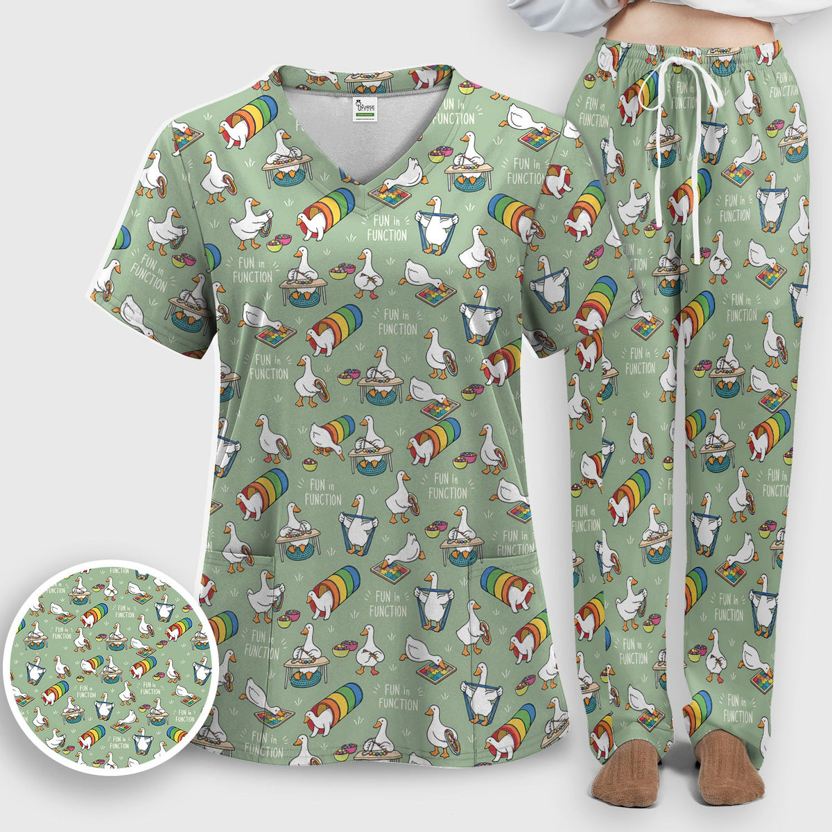 Fun In Function Occupational Therapy Duck Nurse Scrub Set