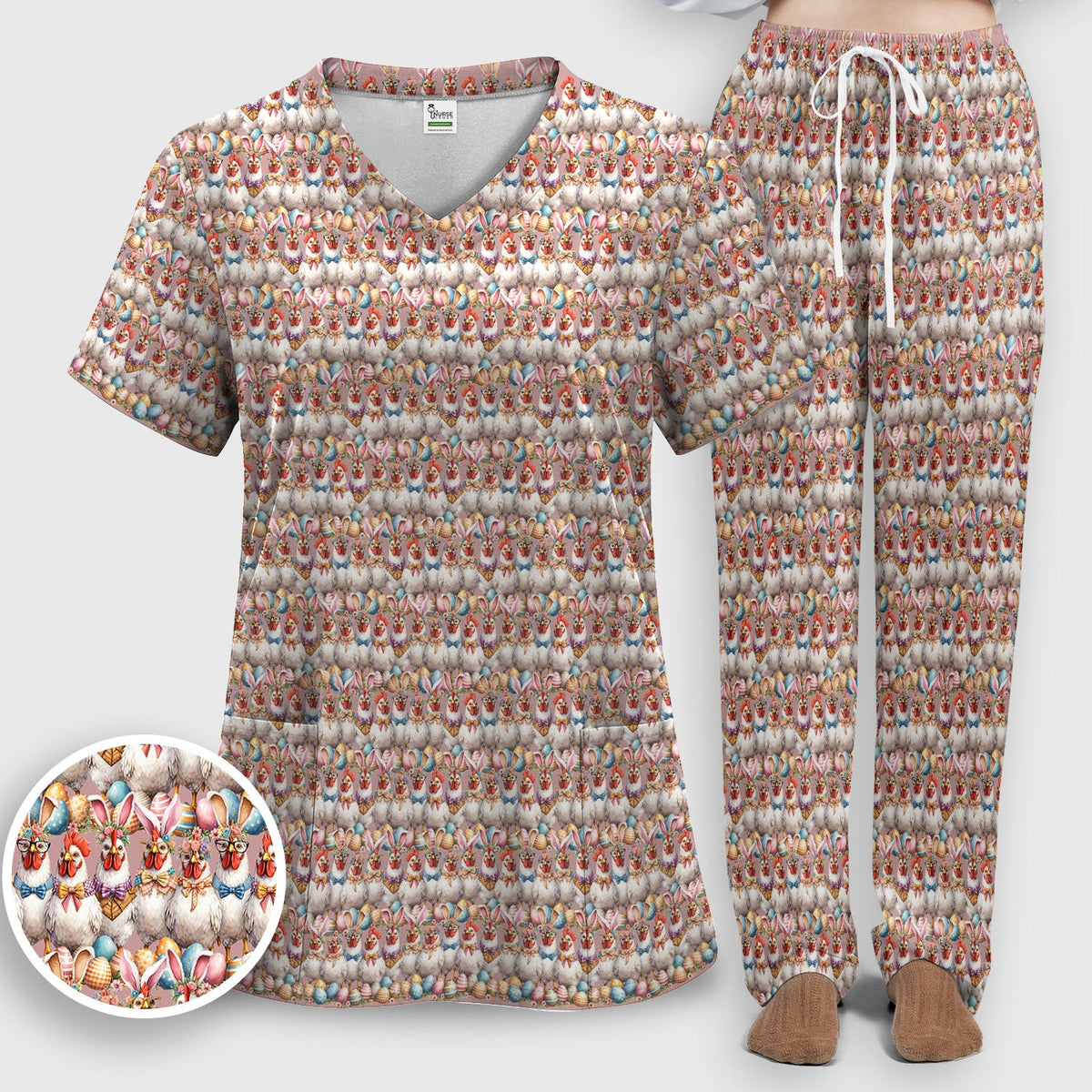 Bunny Chicken Nurse Scrub Set - Easter Gift