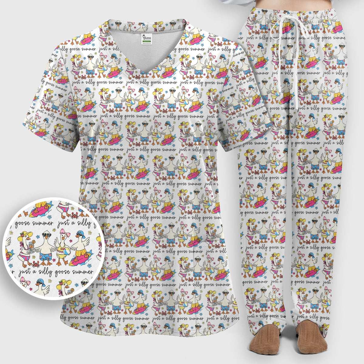 Goose Summer Beach Nurse Scrub Set