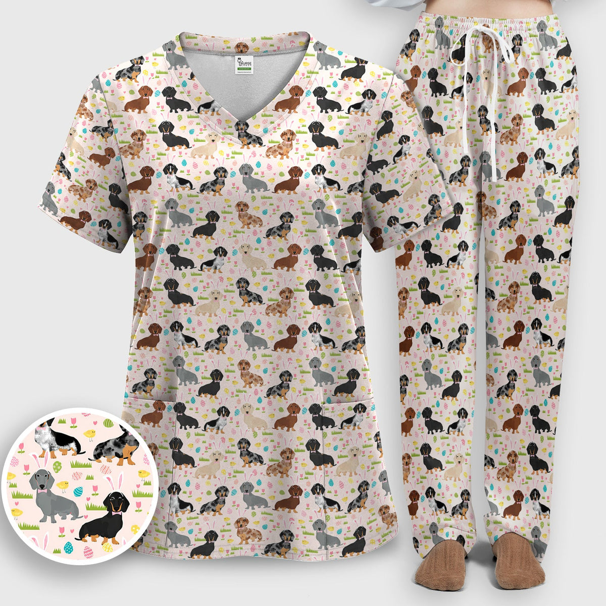 Dachshund Dog Nurse Scrub Set - Easter Gift