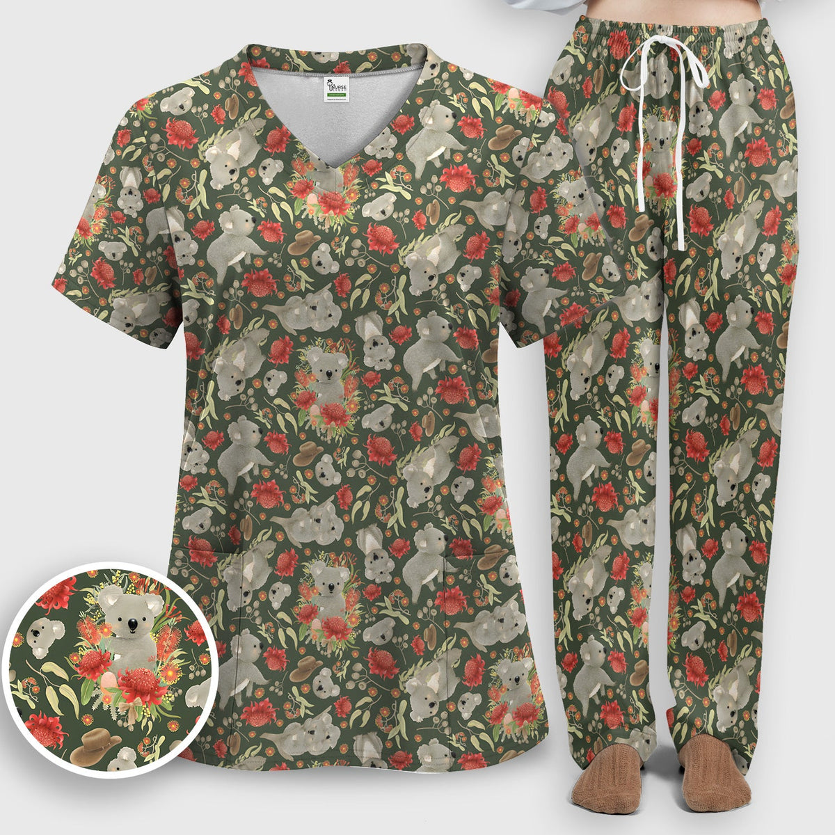 Koala Wildflower Nurse Scrub Set