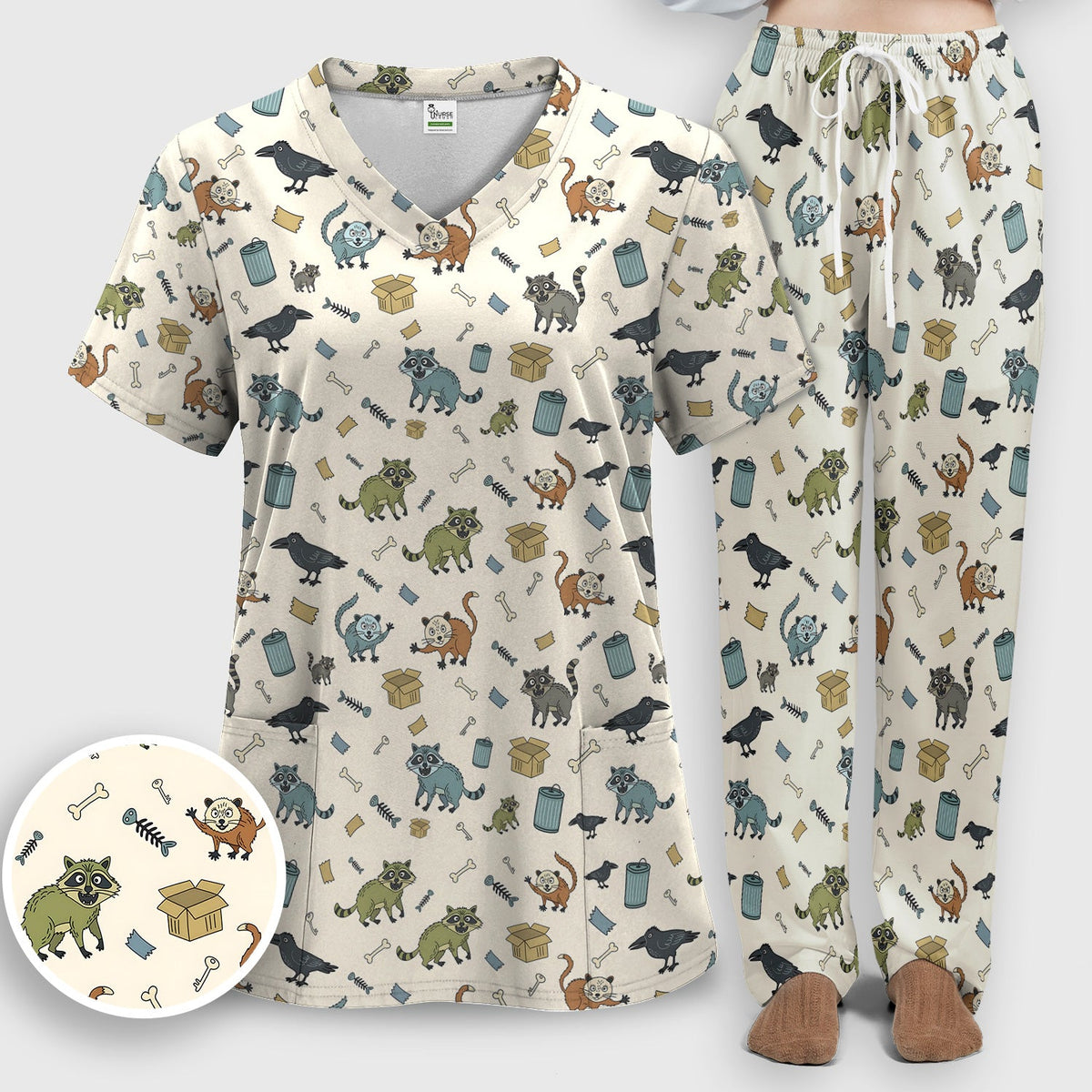 Trash Raccoon Nurse Scrub Set