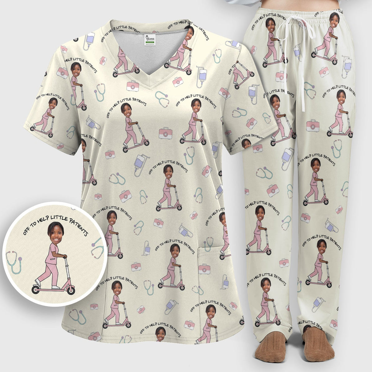 Personalized Pediatric Nurse Scooter Face Scrub Set