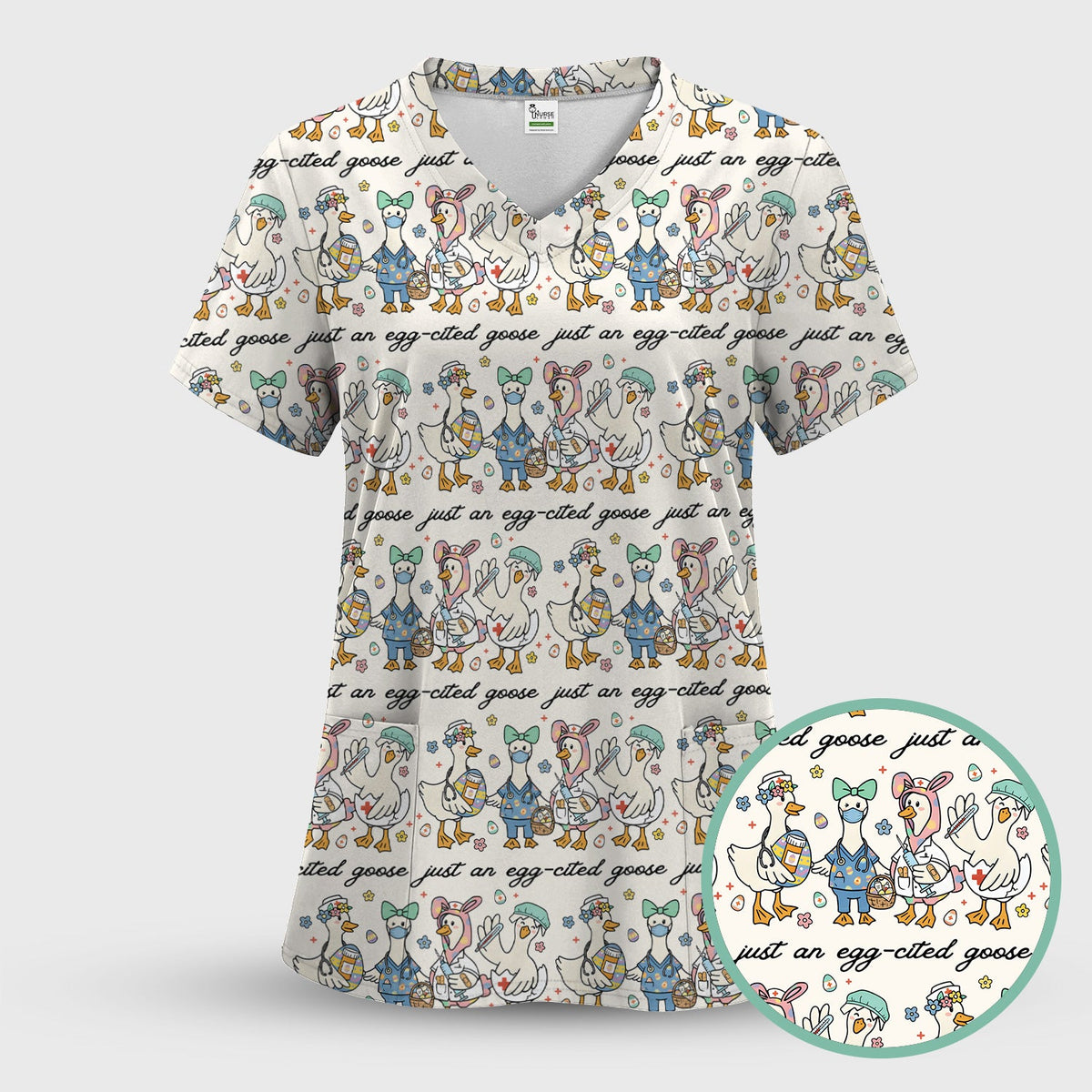 Easter Goose Nurse Scrub Top