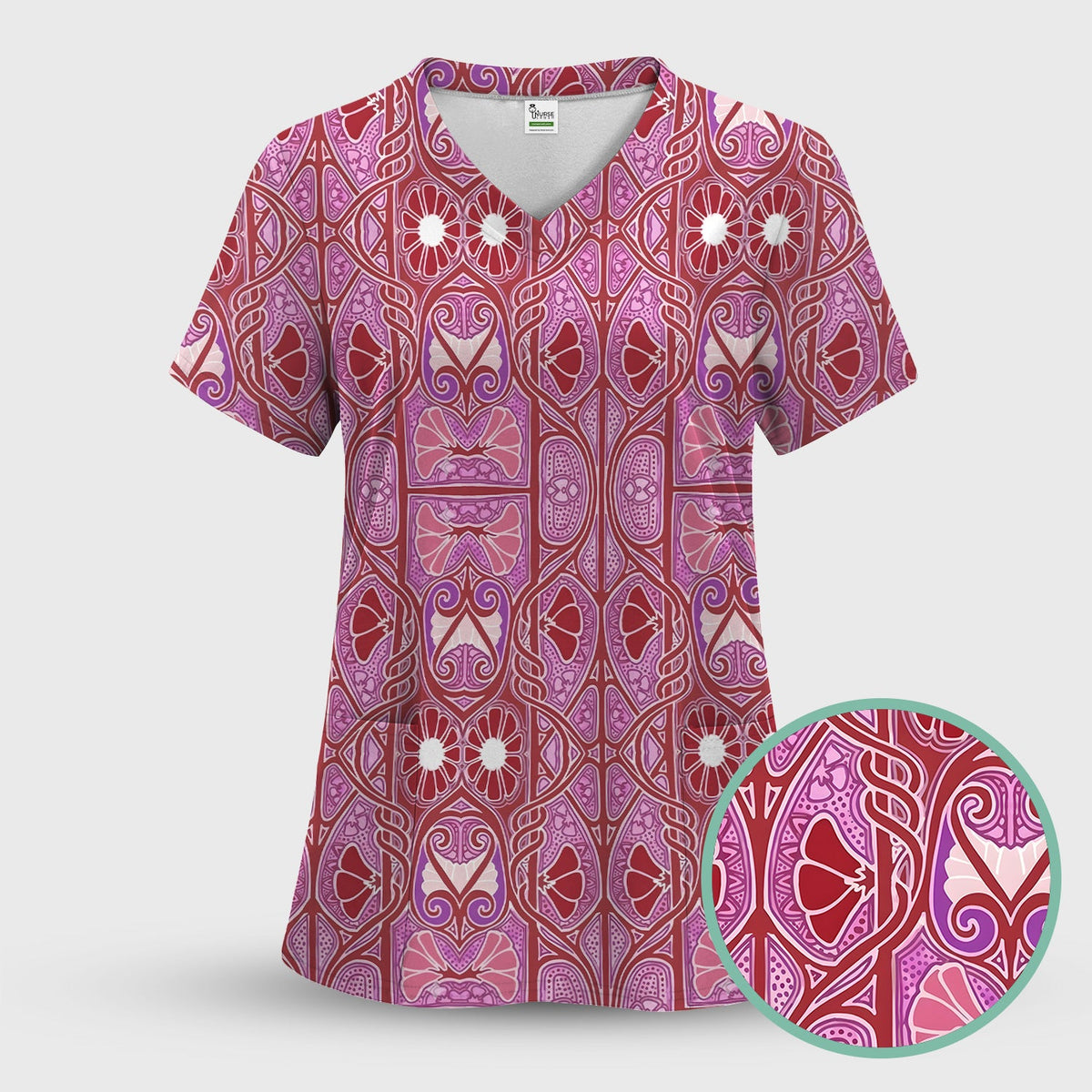 Vintage Ornamental Floral Nurse Scrub Set