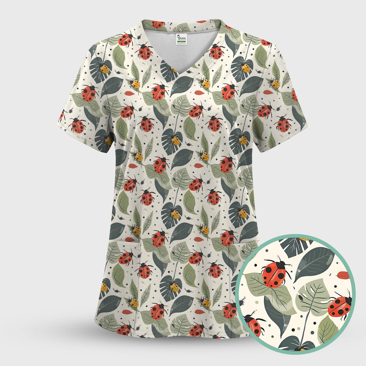 Ladybug Leaf Nature Nurse Scrub Set