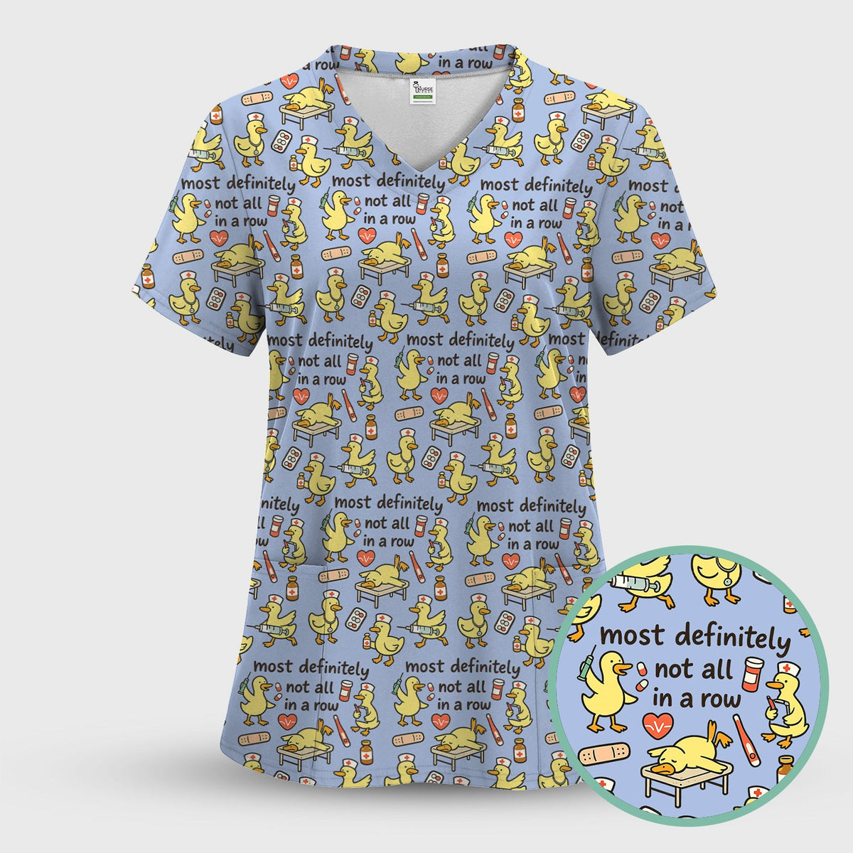 Funny Nurse Duck Medical Humor Pattern Scrub Top, Comfortable Scrubs for Nurses