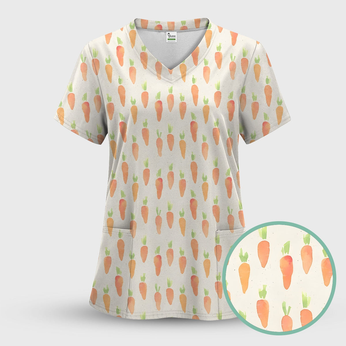 Simple Carrot Nurse Scrub Set