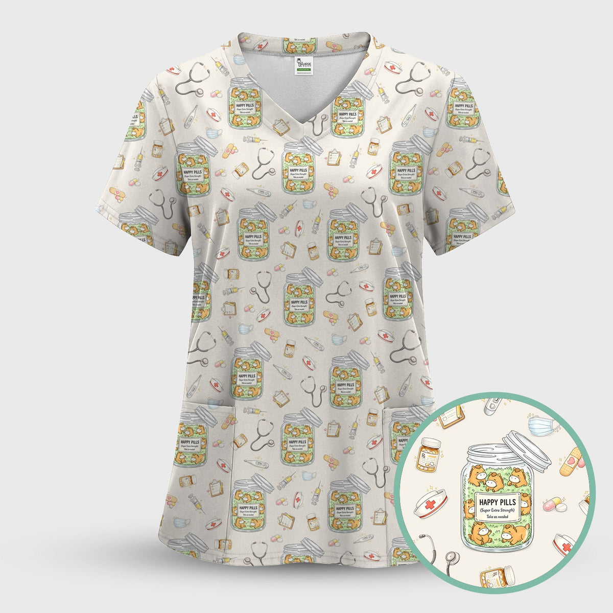 Happy Pills Horse Nurse Scrub Set