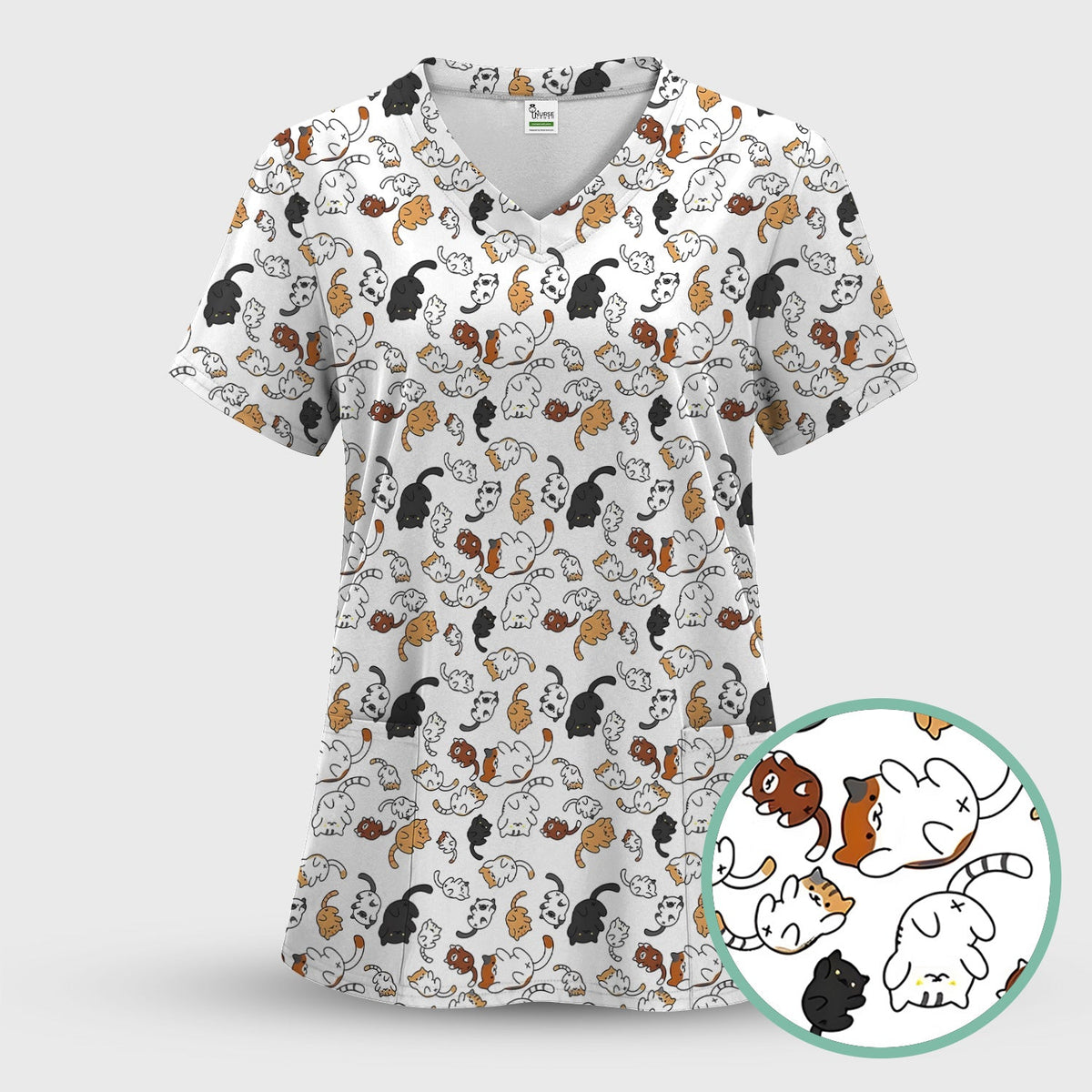Cute Cat Nurse Scrub Set