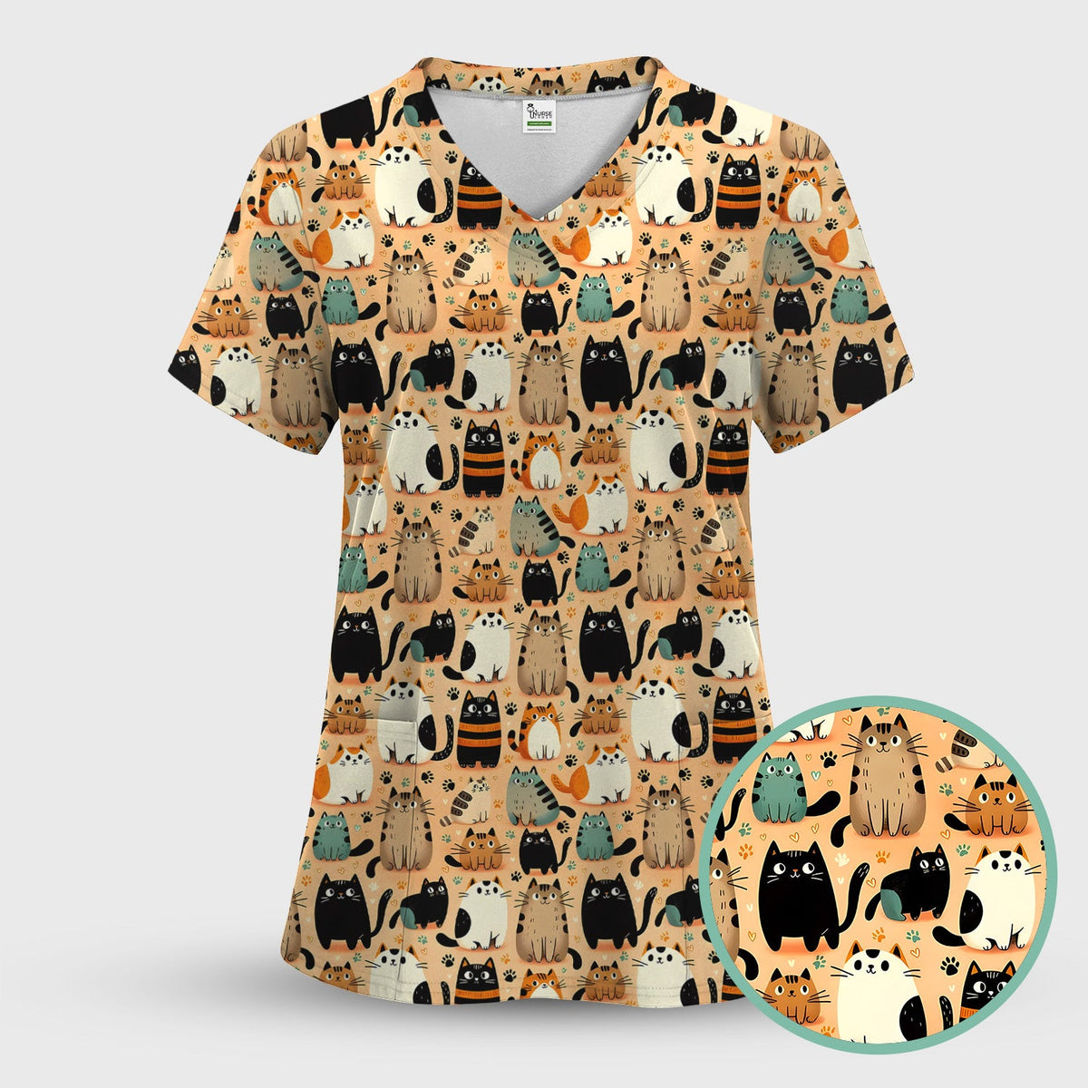 Cat Parade Doodle Nurse Scrub Set