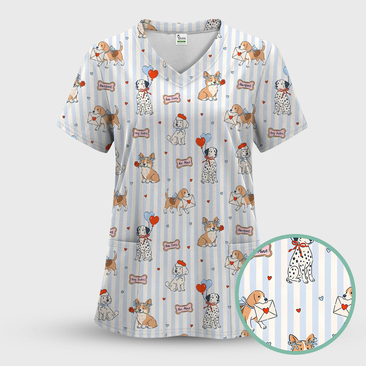 Valentine Puppy Heart Nurse Scrub Set